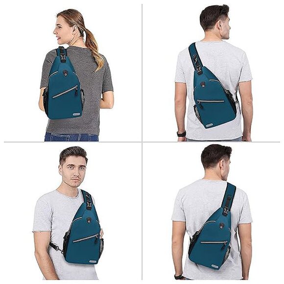 Sling Backpack, Multipurpose Crossbody Shoulder Bag Travel Hiking Deep Teal - Picture 6 of 6